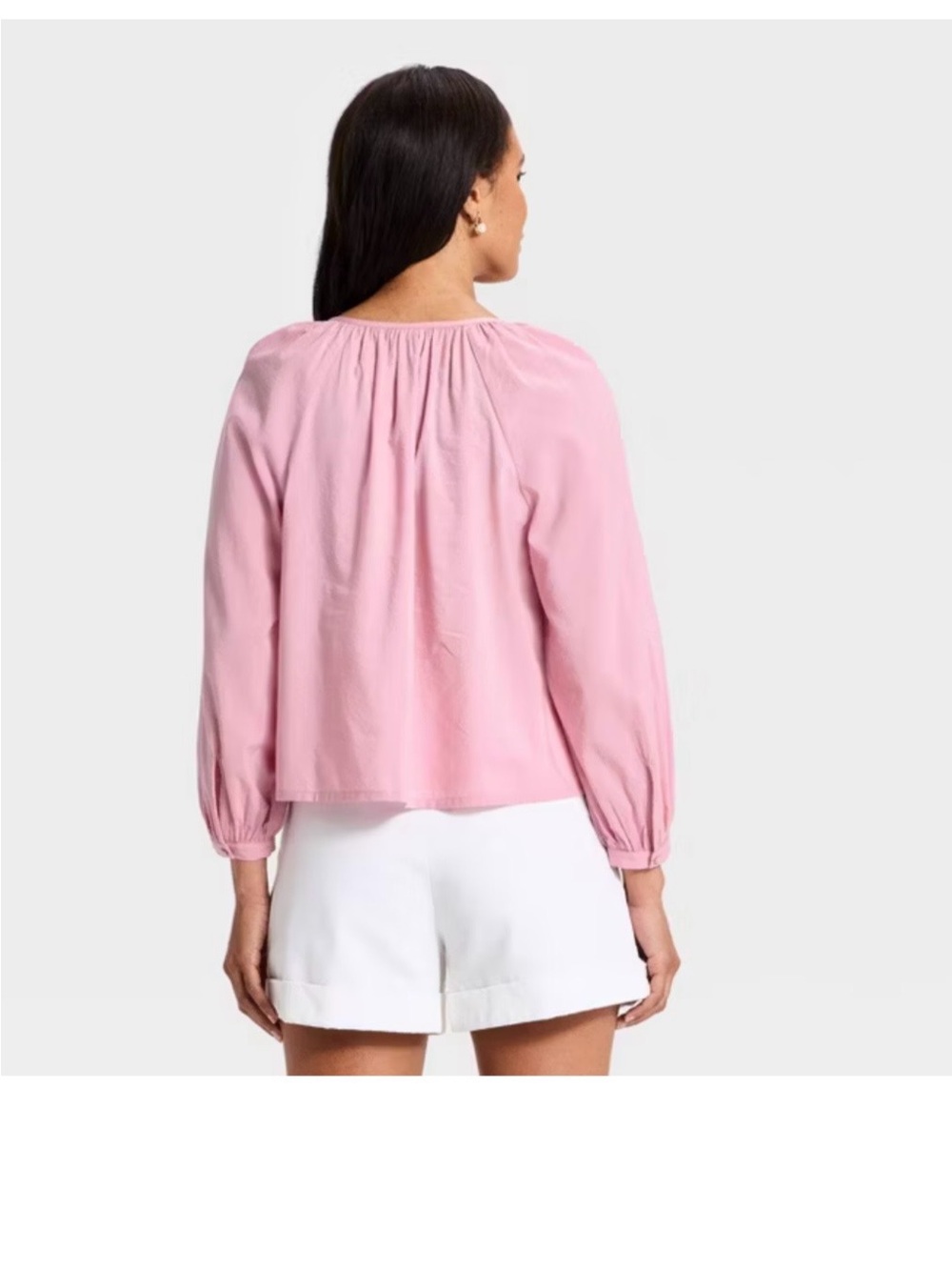 Pink Button Down Cropped Blouse - Picture 2 of 6